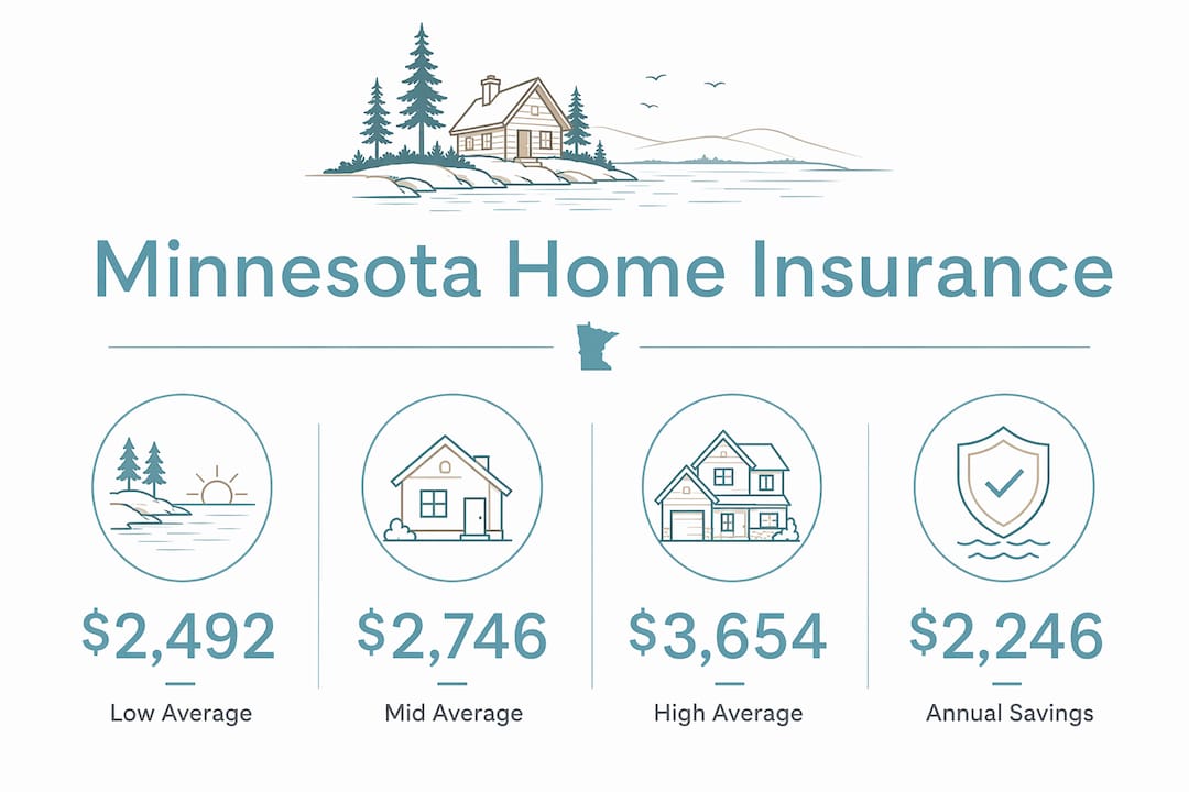 Infographic displaying Minnesota home insurance averages and savings