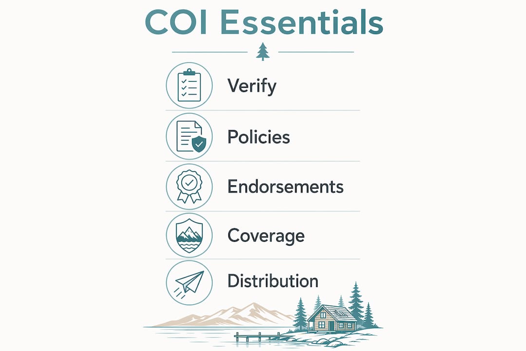 Infographic showing certificate of insurance key steps