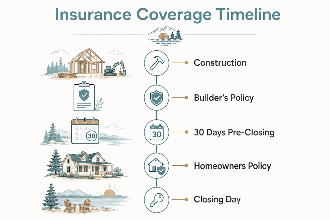 Infographic showing new home construction insurance timeline