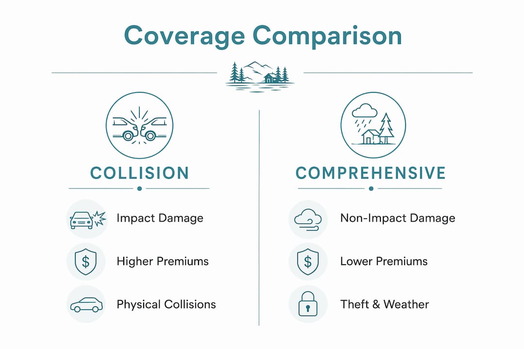 Infographic comparing collision and comprehensive coverage