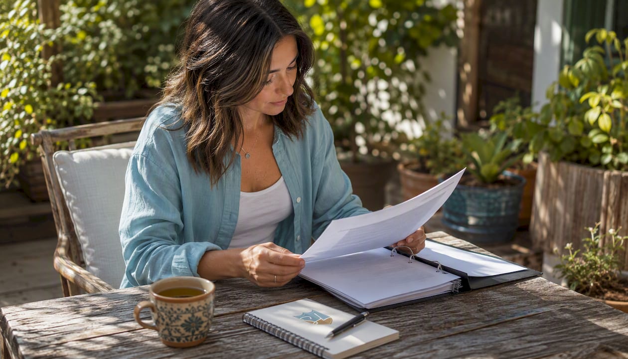 Homebuyer reviewing insurance binder document