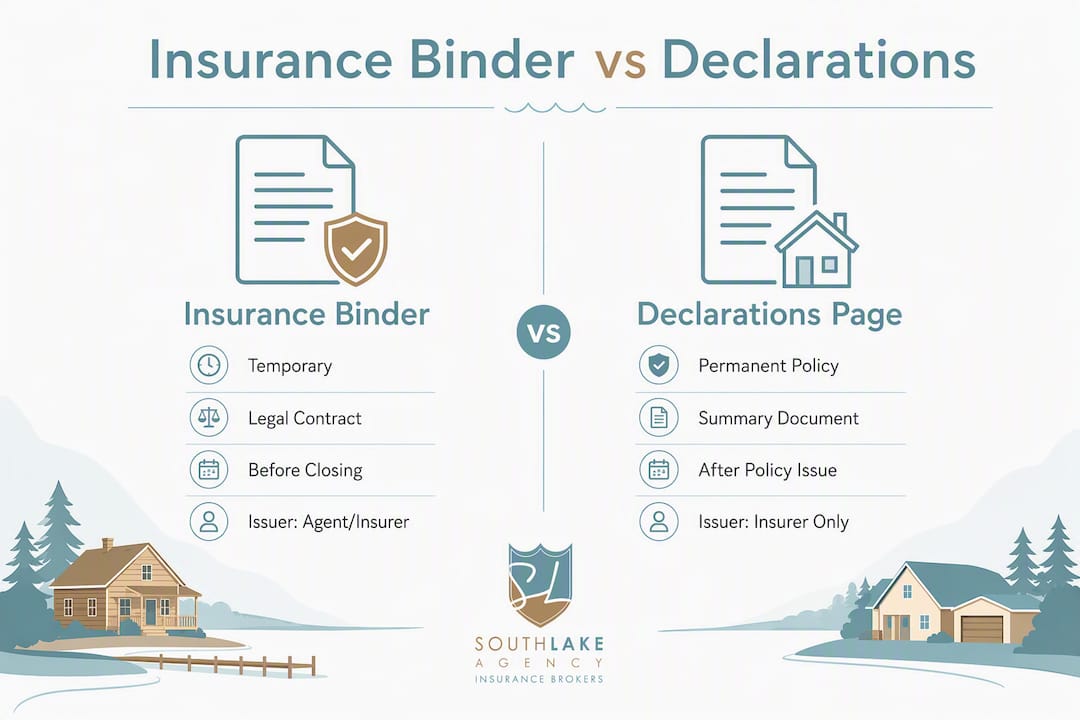 Infographic comparing insurance binder and declarations page