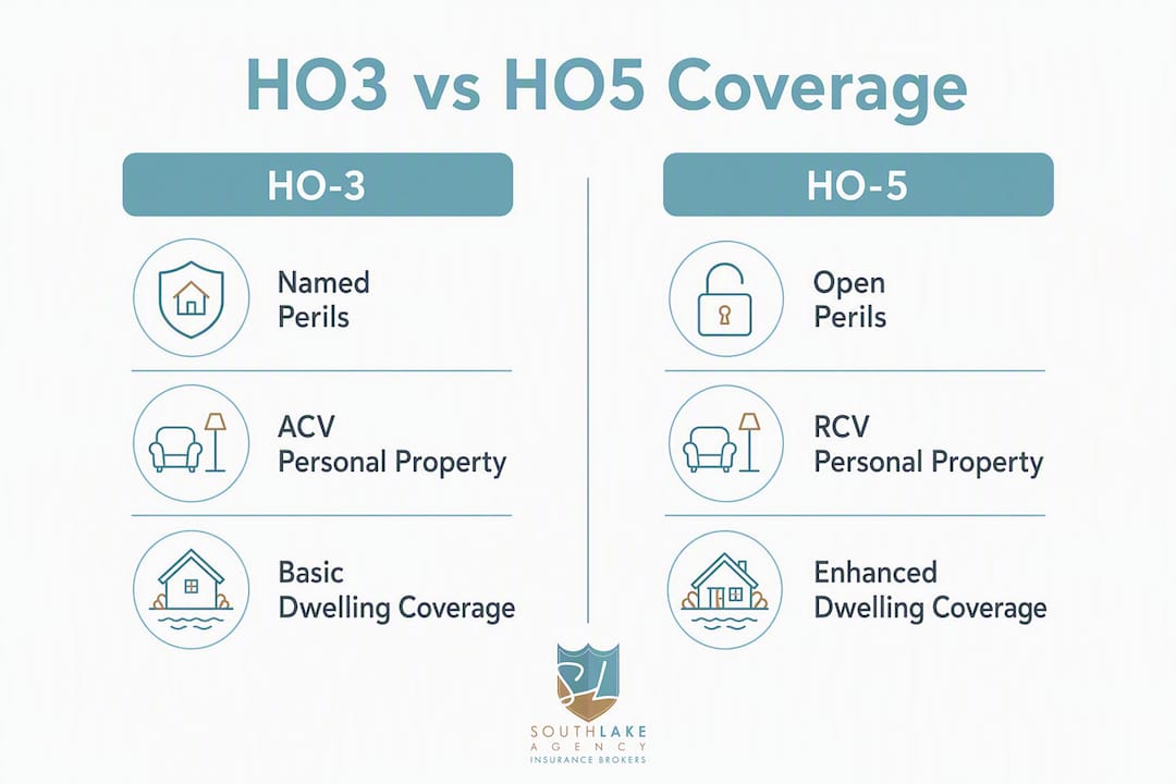 Infographic comparing HO3 and HO5 coverage