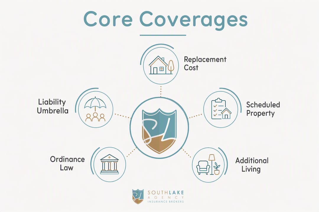 Infographic showing core coverages for luxury homes