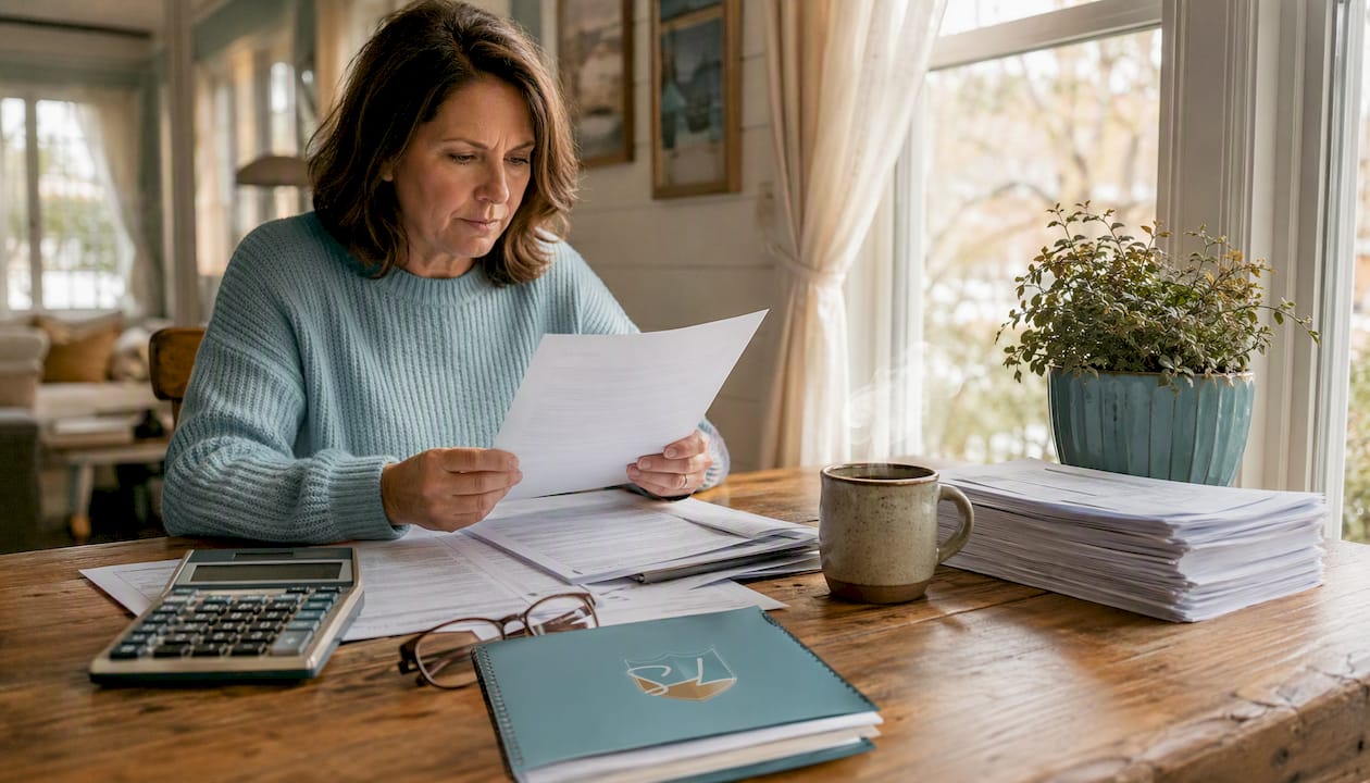 Minnesota homeowner reviewing home insurance papers