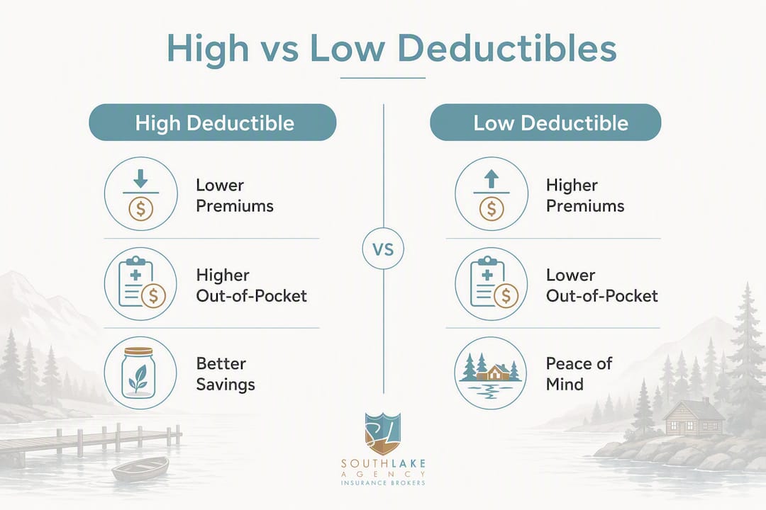 Infographic comparing high and low insurance deductibles