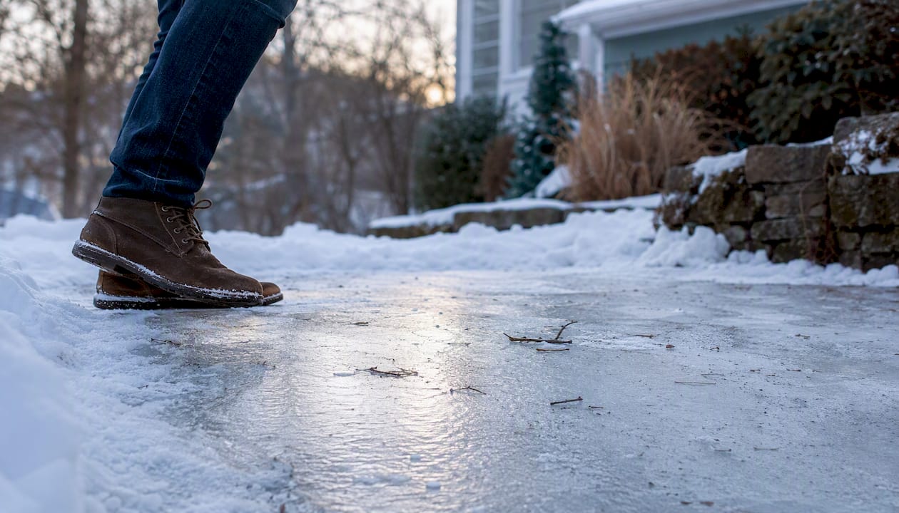 Icy driveway hazard at family home