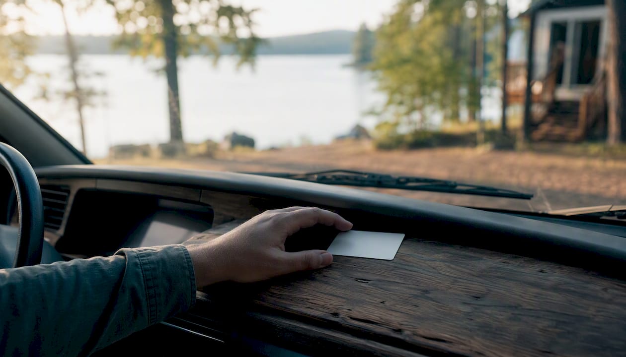 Hand holding Minnesota auto insurance proof card