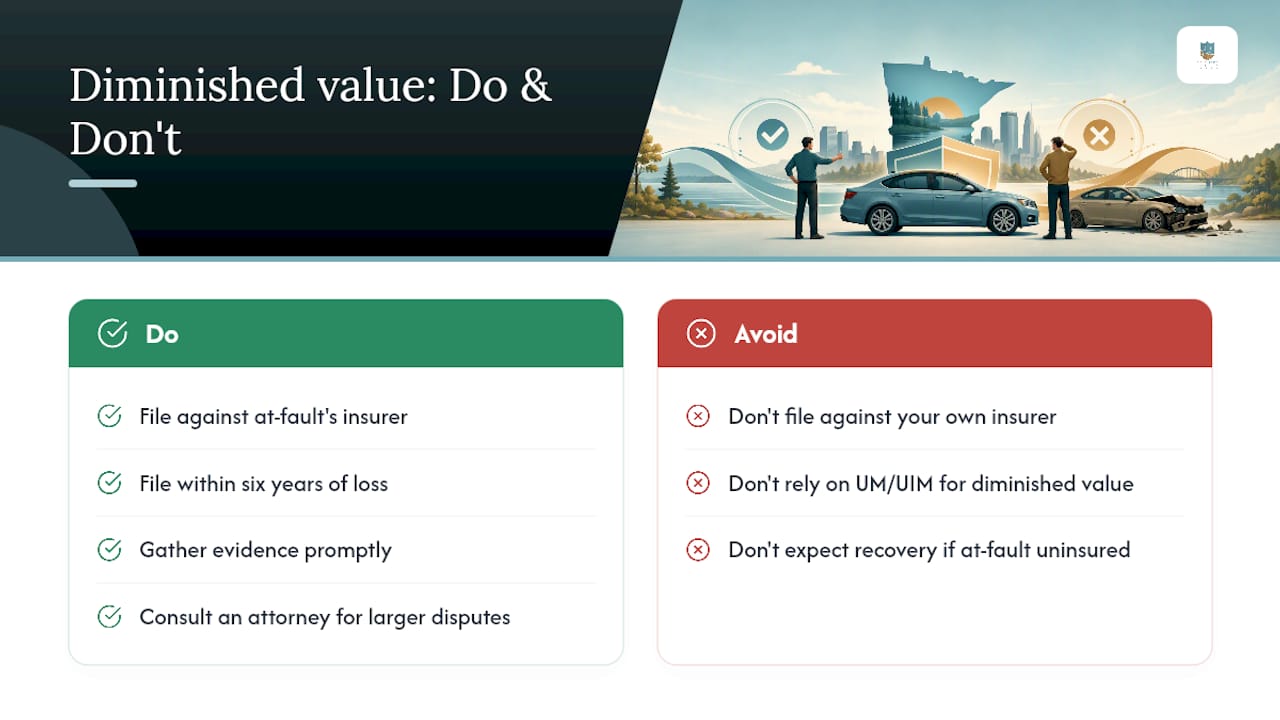 Frequently asked questions about diminished value in Minnesota — overview diagram