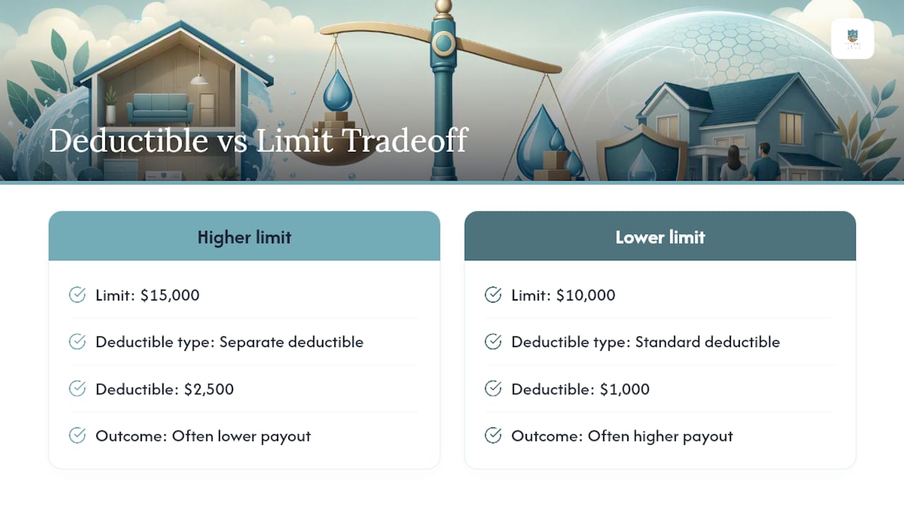 Diagram comparing deductible and coverage limit effects