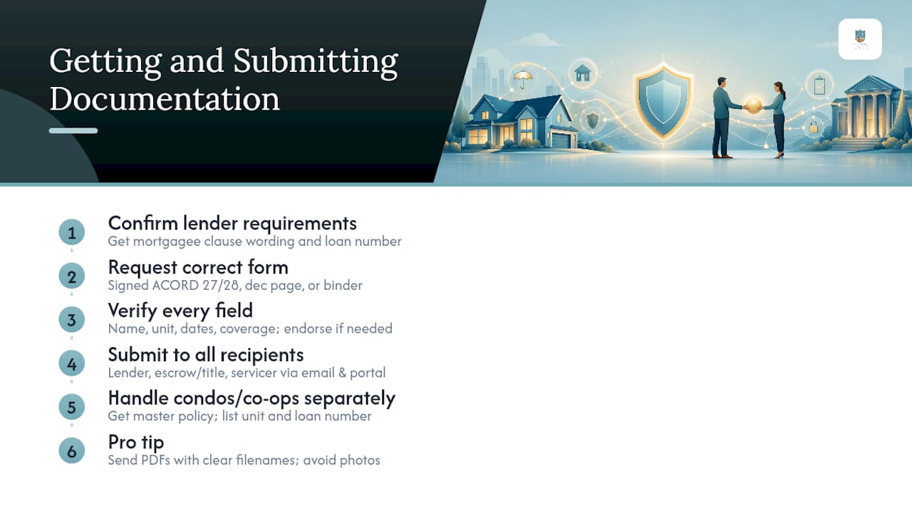 Diagram of mortgage insurance documentation steps
