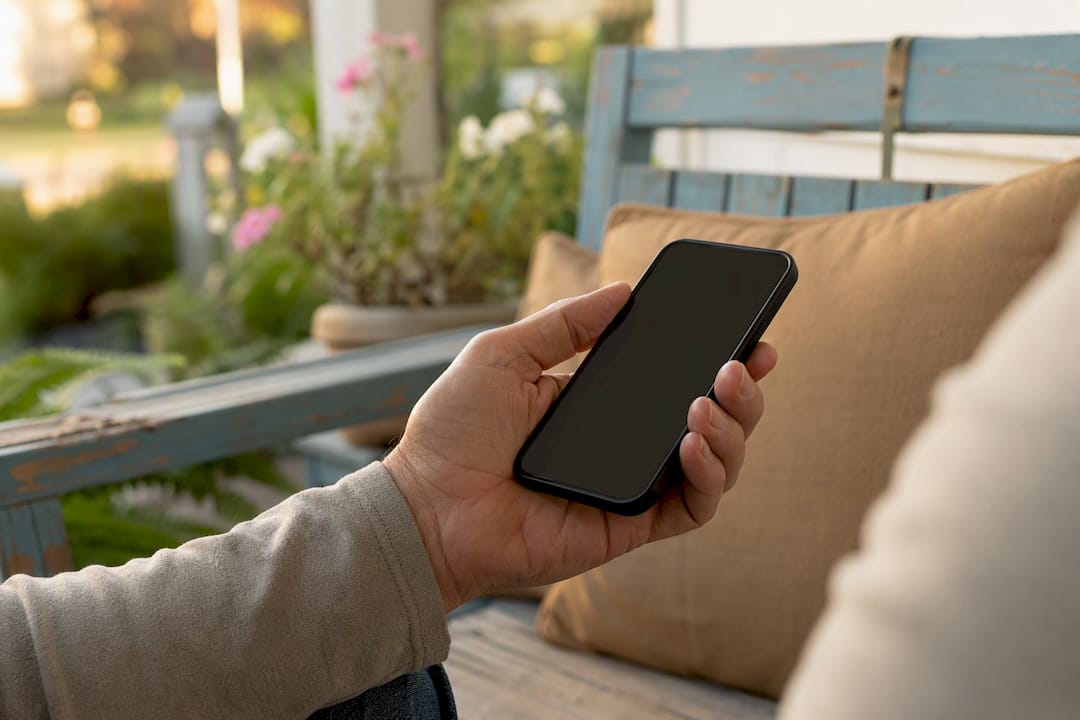 Hand holding phone calling insurer
