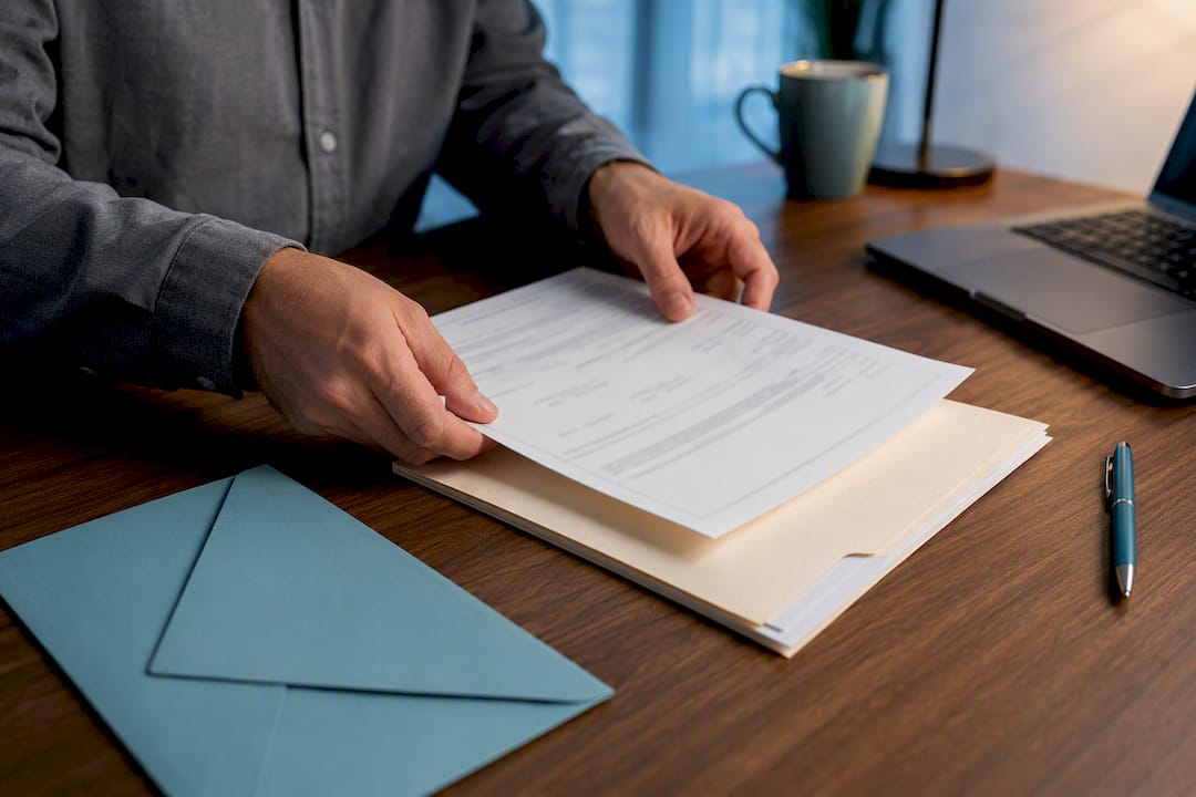 Hands organizing proof of insurance documents