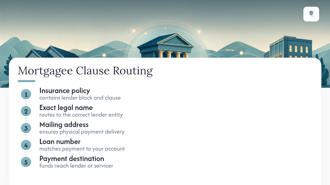 Three required mortgagee clause information fields