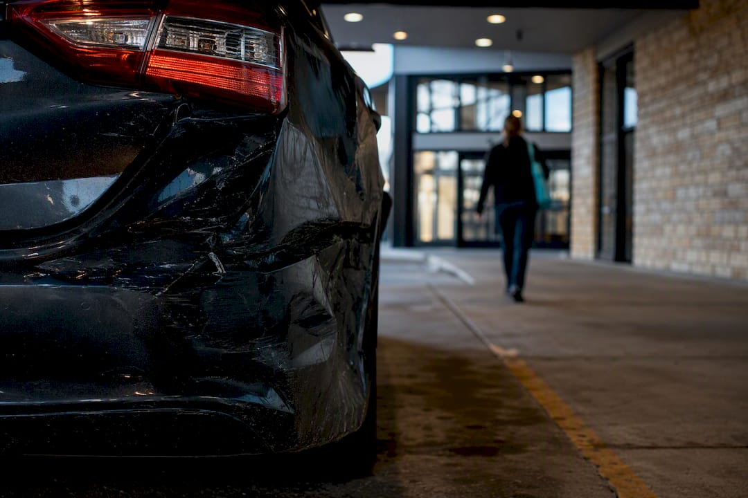 Partial crash damage outside a Minnesota clinic