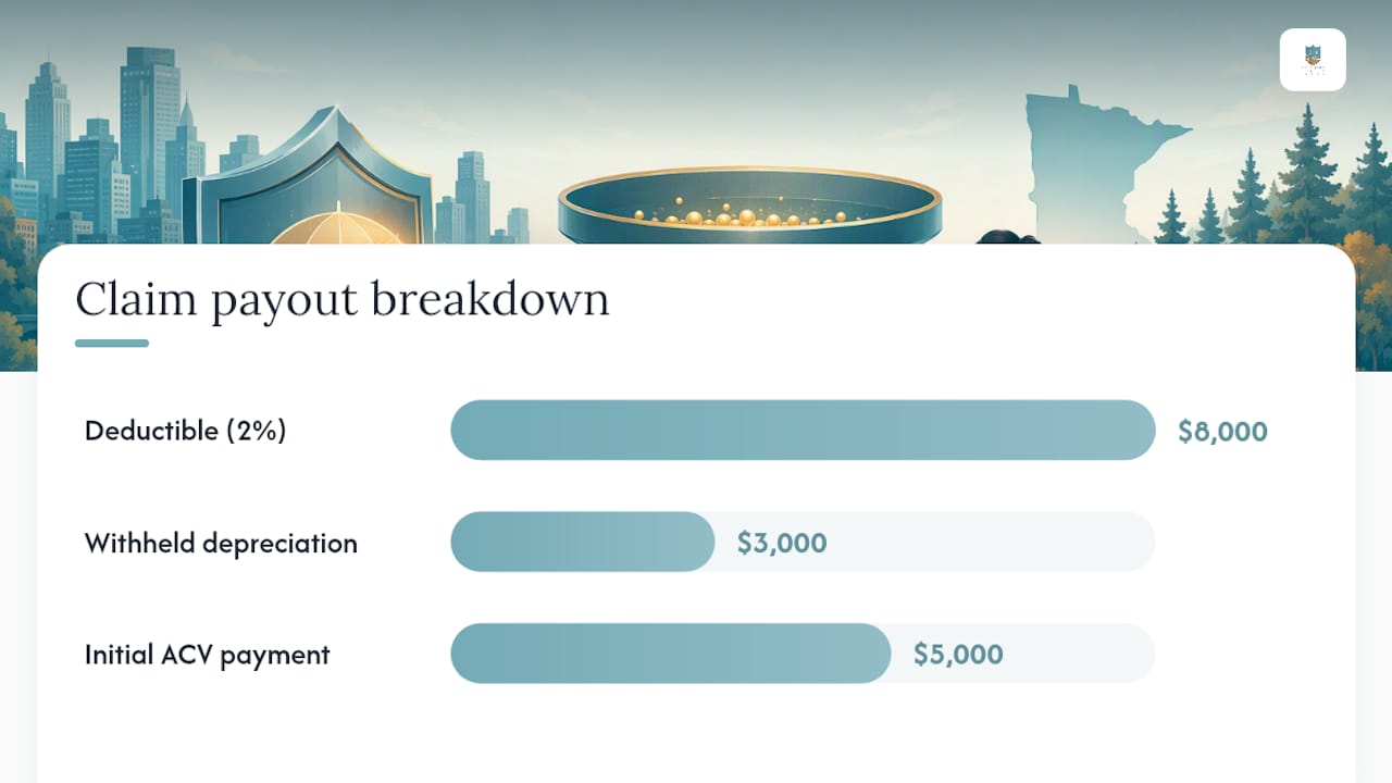 Diagram showing two percent deductible payout calculation