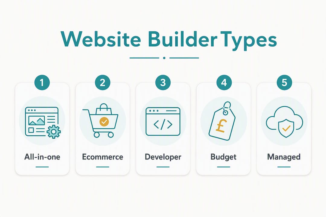 Infographic comparing website builder categories