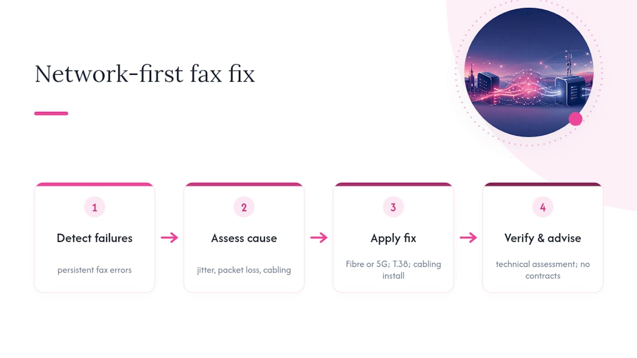 How Essex Telephone Systems solves fax reliability properly — overview diagram