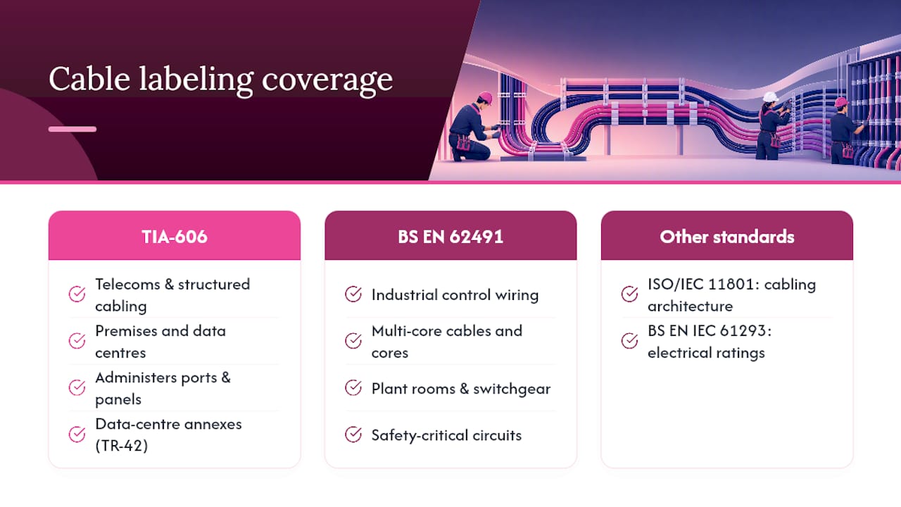 What do cable labeling standards actually cover? — overview diagram
