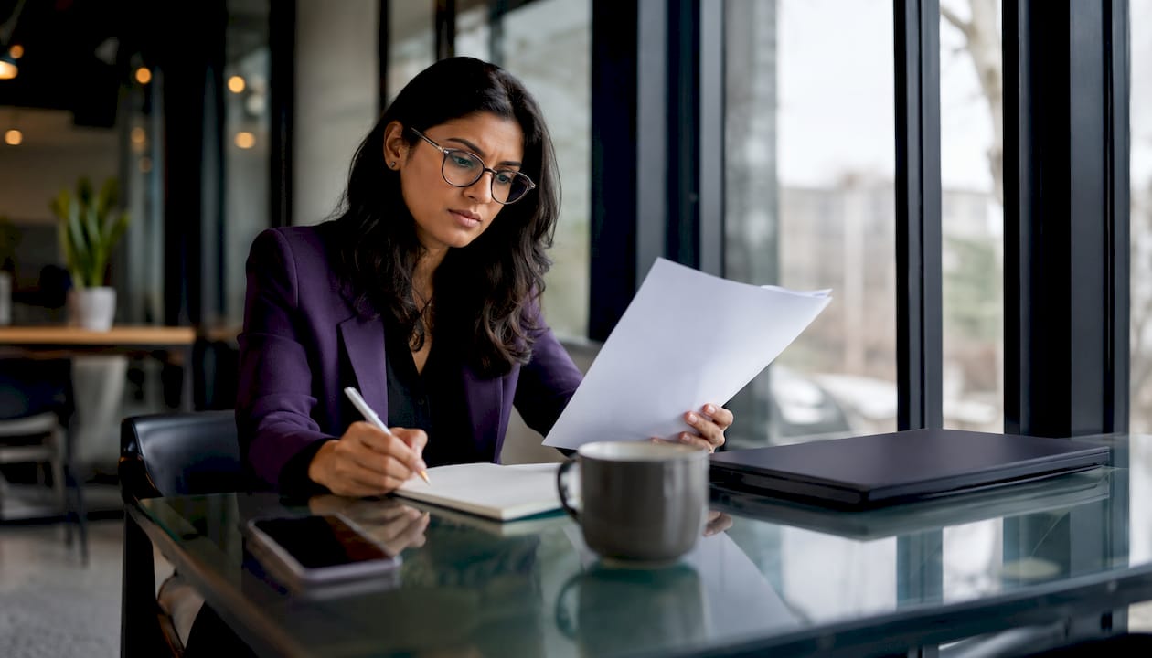 Marketing professional reviewing privacy documents