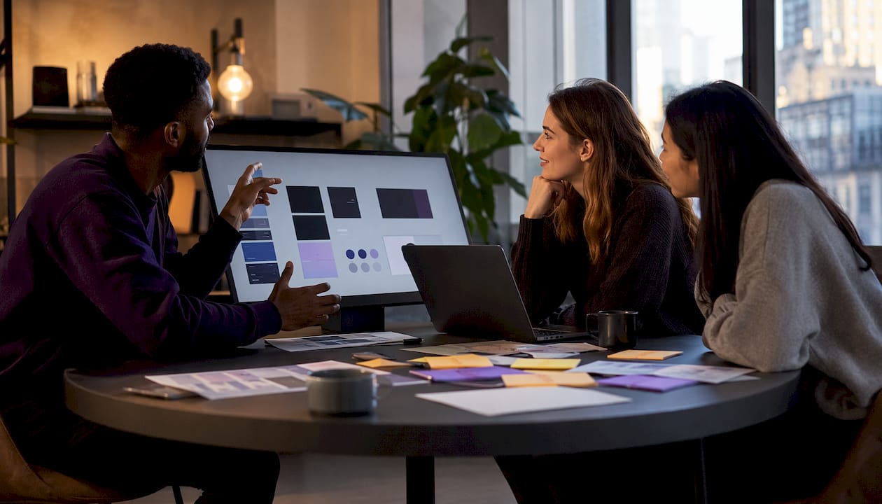 Group collaborating on branded domain setup