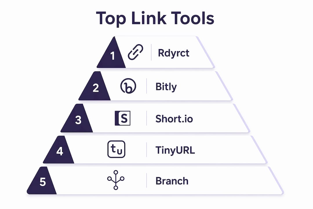 Infographic showing ranked top branded link tools