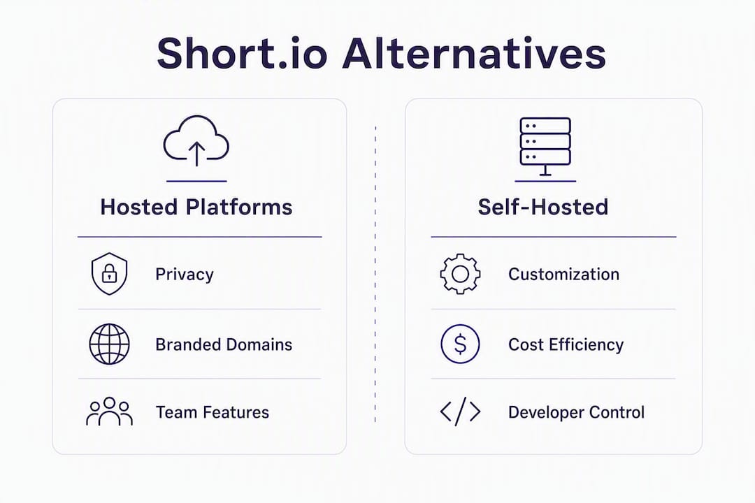 Infographic comparing Short.io alternative categories