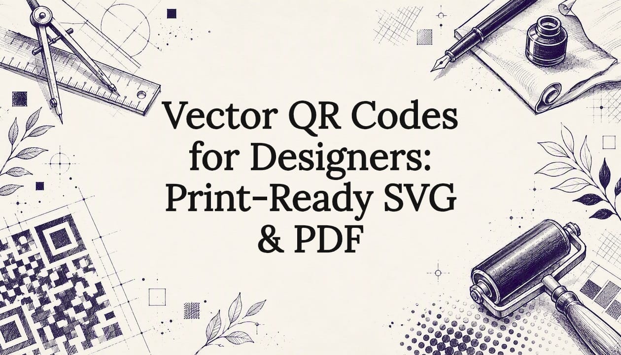 Decorative vector QR code title card illustration