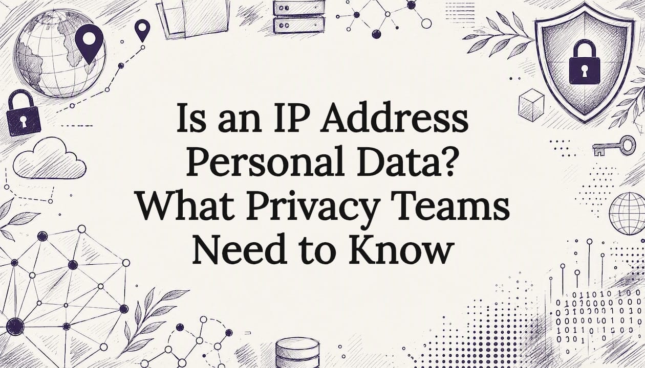 Decorative title card illustration with privacy and networking icons