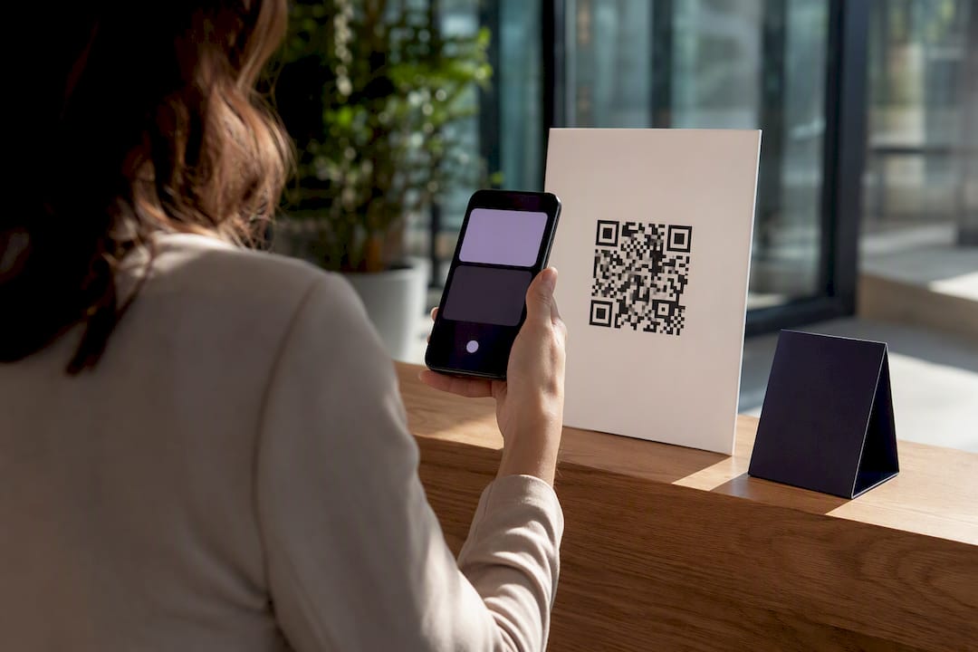 Marketer testing a printed QR code scan