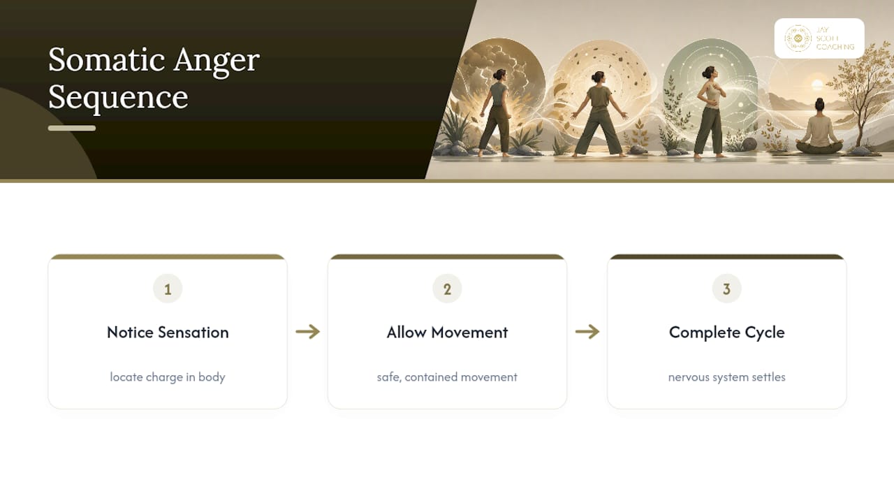 Three-stage somatic anger release sequence