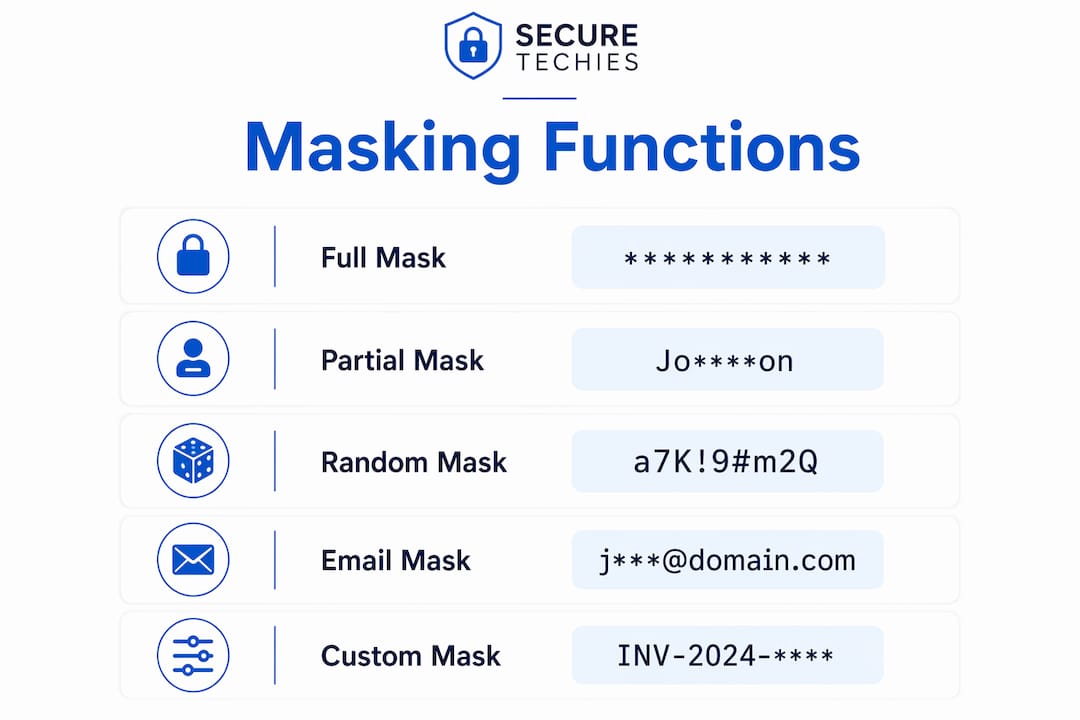 Infographic showing SQL Server masking function types