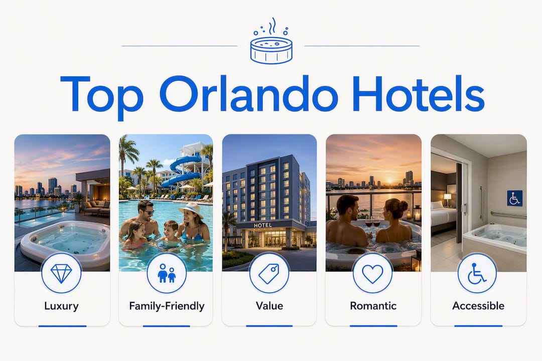 Infographic comparing top Orlando jacuzzi hotels