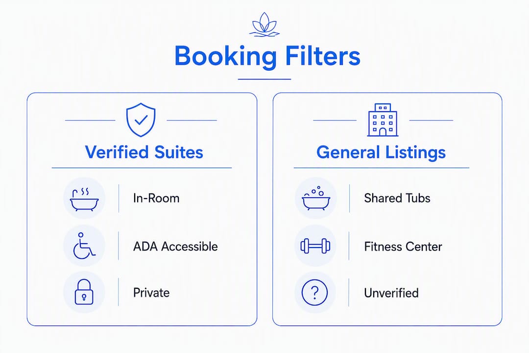 Infographic comparing verified vs general jacuzzi listings