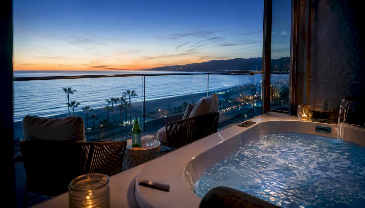 Beachfront jacuzzi tub overlooking ocean