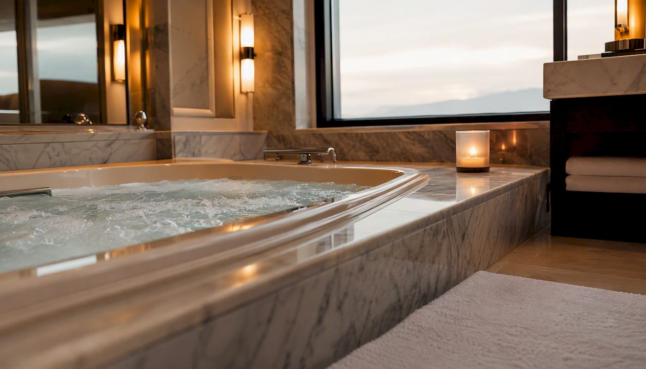 Verified hotel room jacuzzi tub steaming