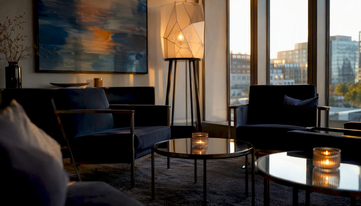 Boutique hotel lounge with modern design