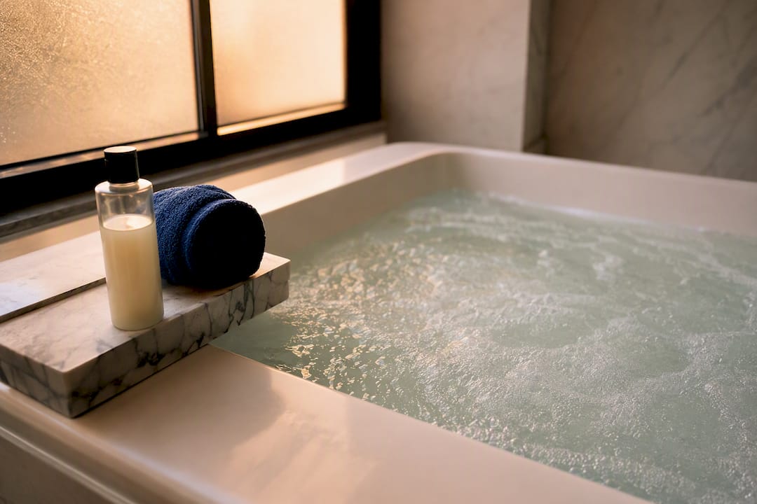 Jetted tub with bubble bath foam
