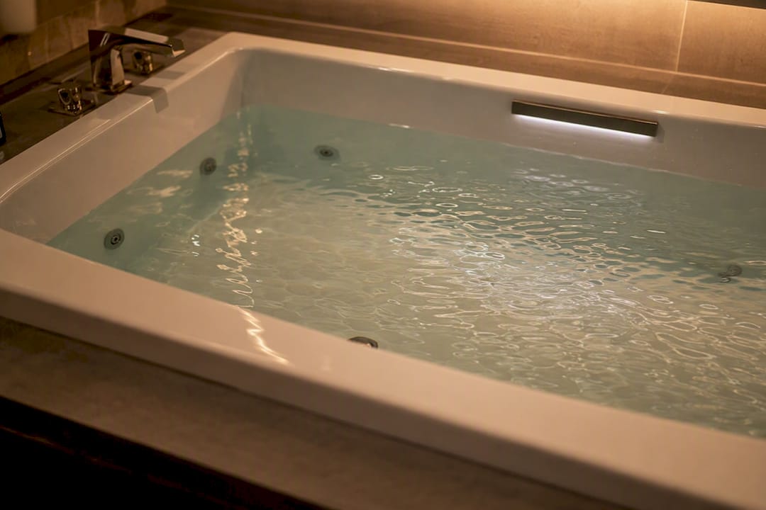 Calm warm water in jetted tub