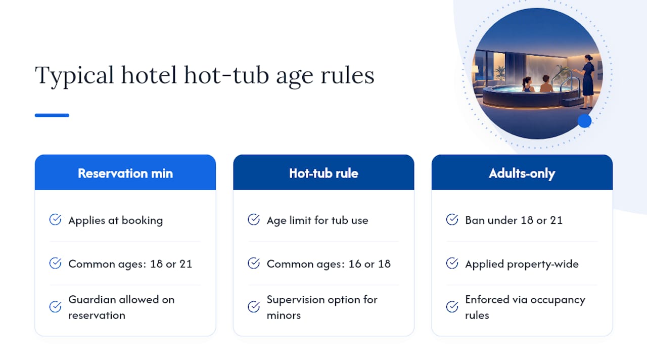 Diagram comparing hotel hot tub age restriction types