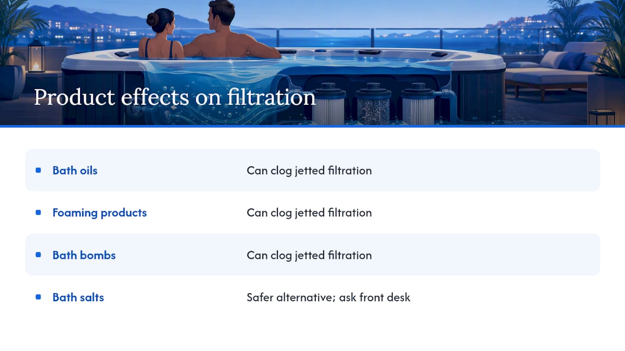 Effects of bath products on jacuzzi filtration system