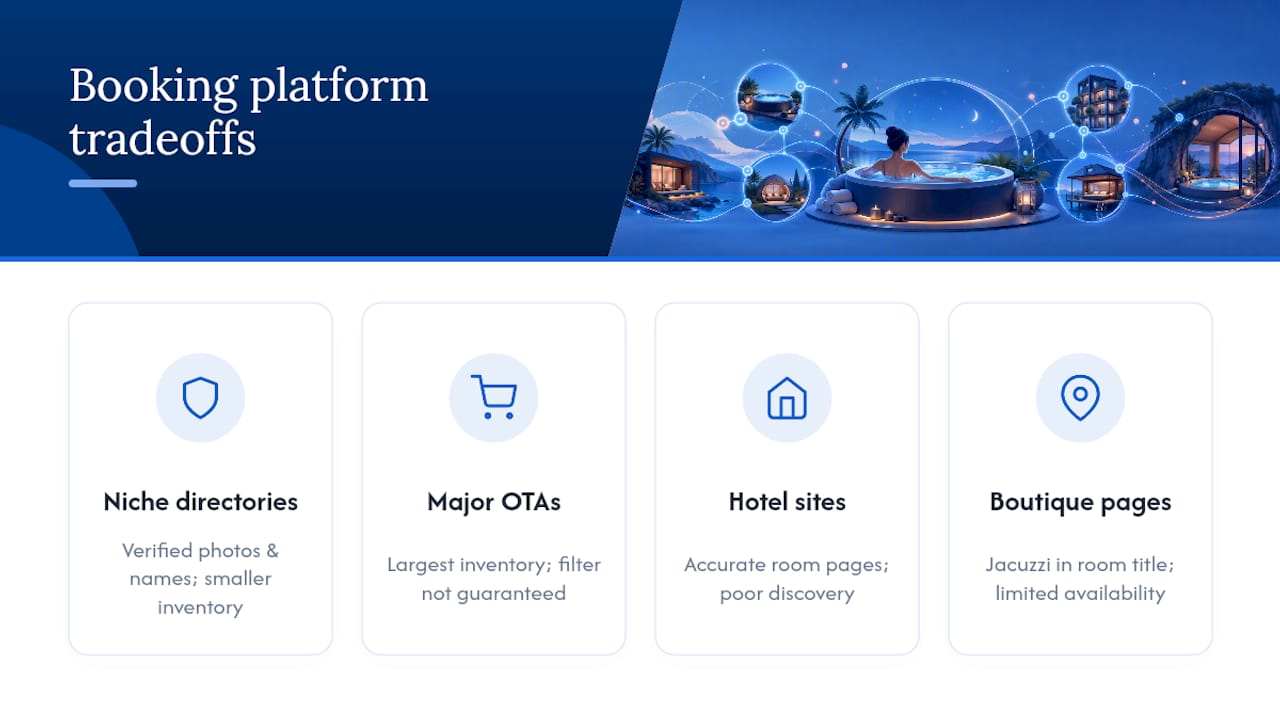 Diagram comparing booking platform accuracy and effort