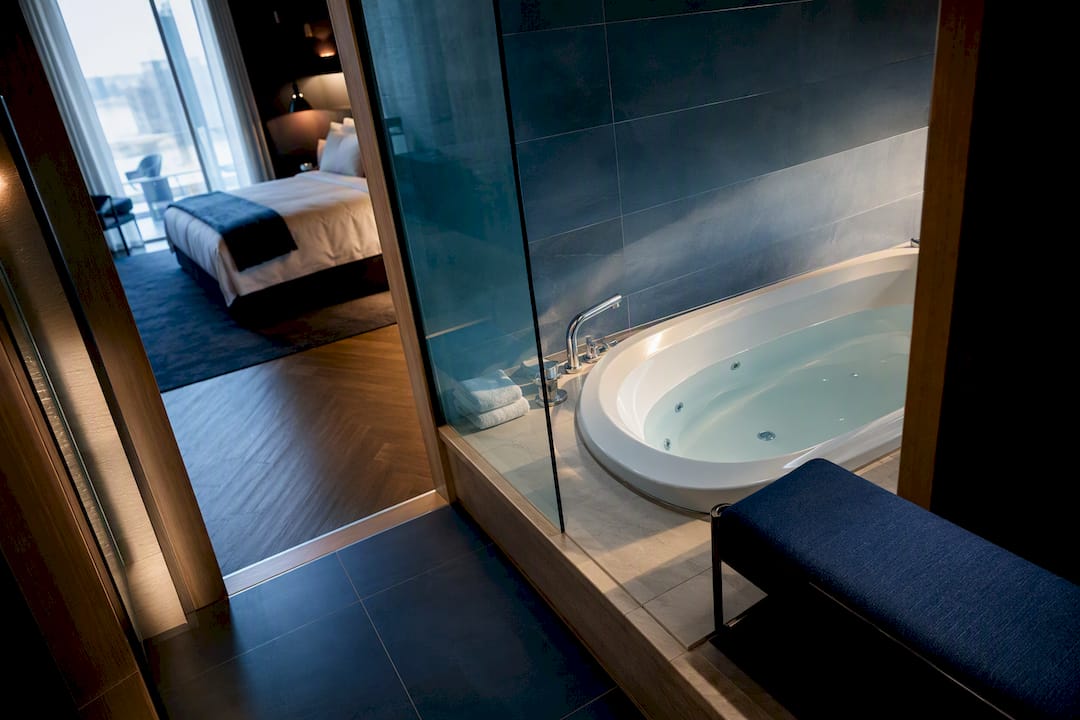 Private whirlpool tub in hotel suite
