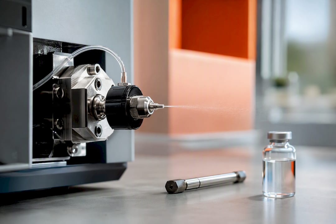 Nanoflow LC emitter in analytical laboratory
