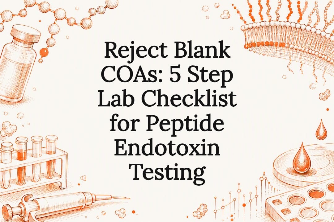 Decorative peptide testing title card illustration