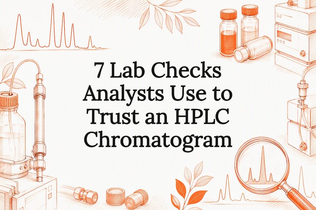 Decorative HPLC chromatogram title card illustration