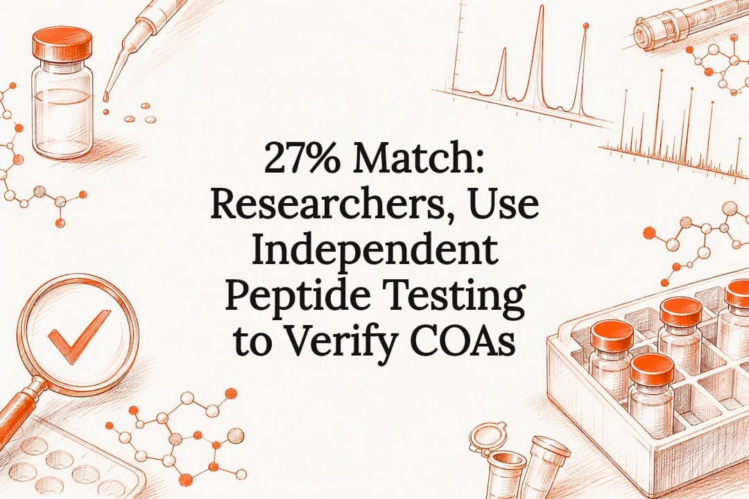 Decorative peptide testing title card illustration