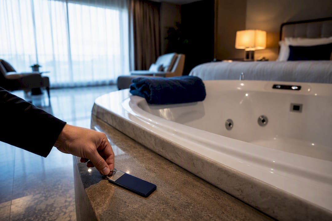 Unavailable hotel jacuzzi beside room key