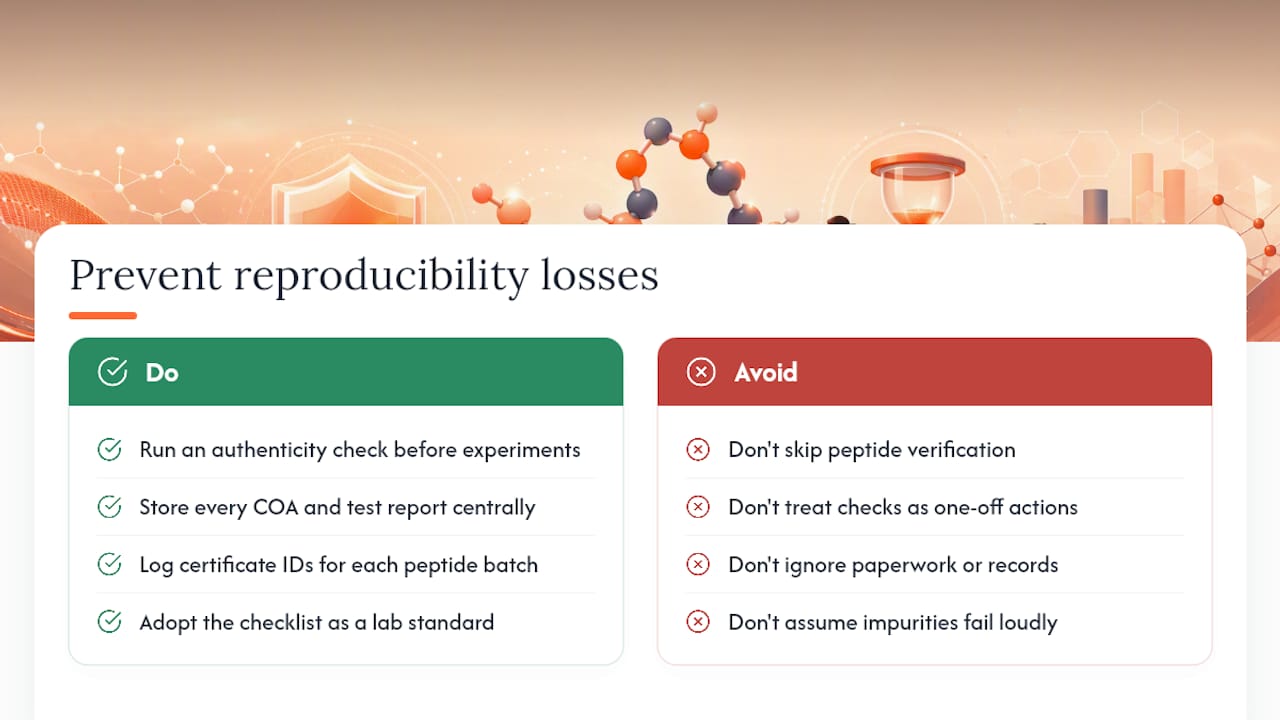 Why Unverified Peptides Are A Reproducibility Problem, Not Just A Quality One — overview diagram