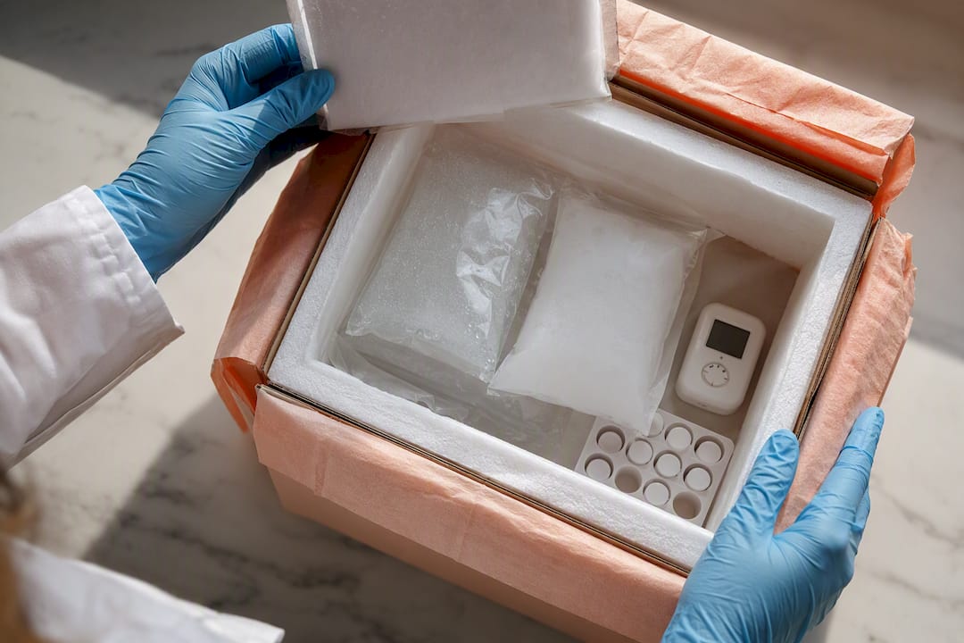 Insulated peptide shipment with temperature logger